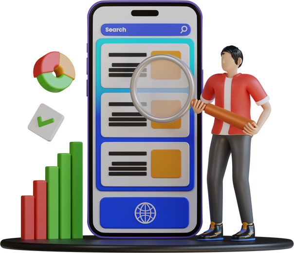 Research On Mobile Seo 3D Illustration
